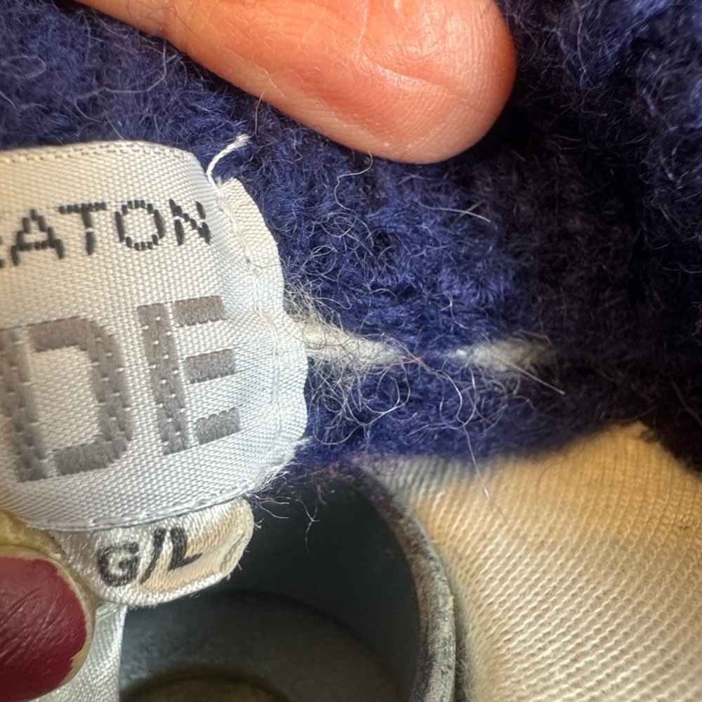 Vintage Eaton Attitude 100% Pure Virgin Wool Fair Isle Sweater Navy Multi Size L - Picture 4 of 5